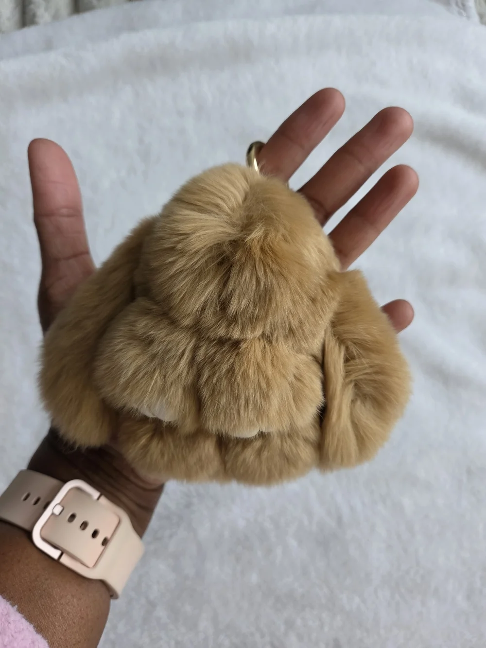 Plush Bunny Keychain Charm Brown Fluffy Bag Charm